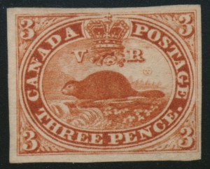 Canadian three-penny beaver postage stamp